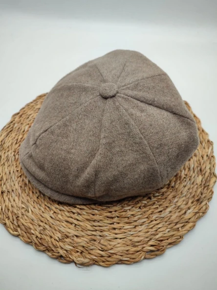 Erkek Klasik Kasket Sekiz Parça Bej Renk - 9