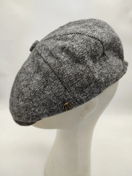 İnce Balık Sırtı Erkek Klasik Kasket Sekiz Parça Gri Renk - 9