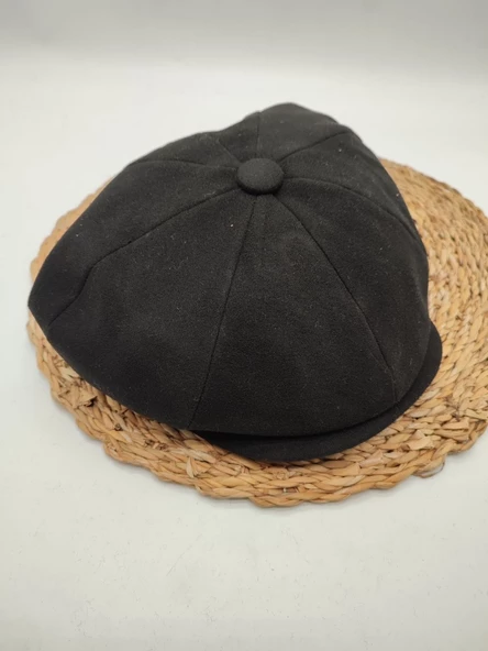 Erkek Klasik Kasket Sekiz Parça Siyah Renk - 2