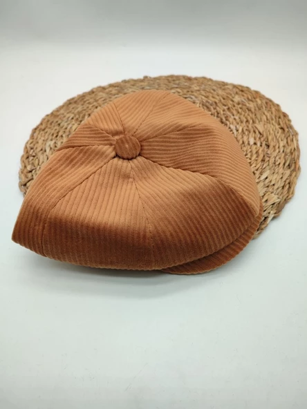 Kadife Kumaş Klasik Erkek Kasket Modern Tarz Taba Renk - 5