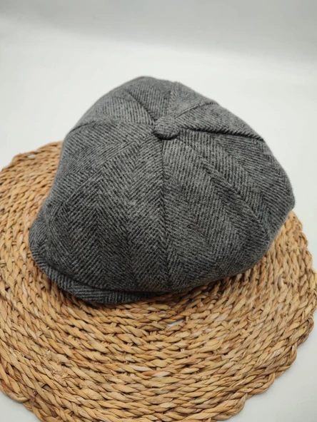 Balık Sırtı Erkek Klasik Kasket Sekiz Parça Füme Renk - 9