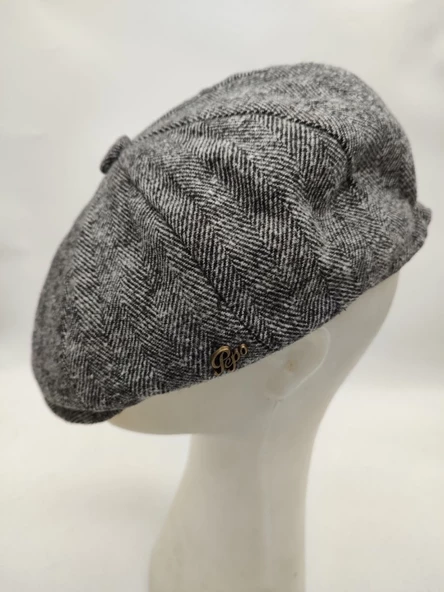 İnce Balık Sırtı Erkek Klasik Kasket Sekiz Parça Gri Renk - 4