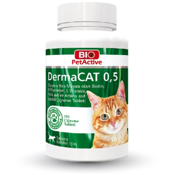 Bio Pet Active DermaCat Sarımsaklı Maya Çiğneme Tableti 150 Tablet