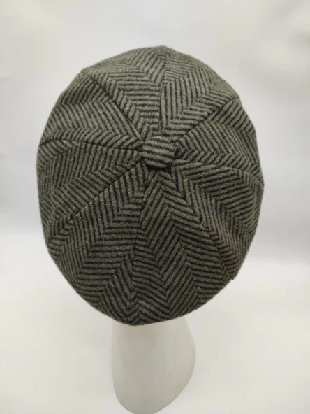 Çizgili Modern Erkek Klasik Kasket Yeşil Renk - 4