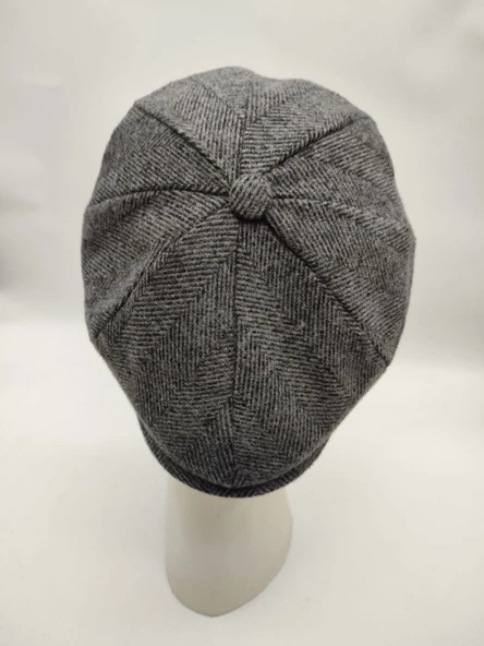 Balık Sırtı Erkek Klasik Kasket Sekiz Parça Füme Renk - 3