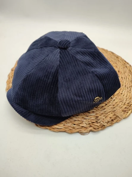 Kadife Kumaş Klasik Erkek Kasket Modern Tarz Lacivert Renk - 6