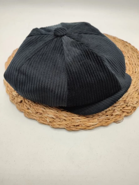 Kadife Kumaş Klasik Erkek Kasket Modern Tarz Siyah Renk - 2