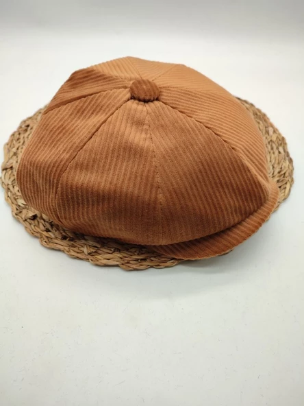 Kadife Kumaş Klasik Erkek Kasket Modern Tarz Taba Renk - 2