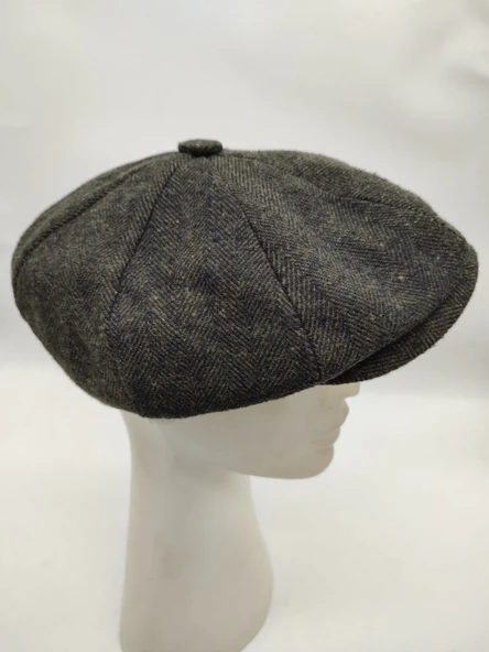 İnce Balık Sırtı Erkek Klasik Kasket Sekiz Parça Yeşil Renk - 8