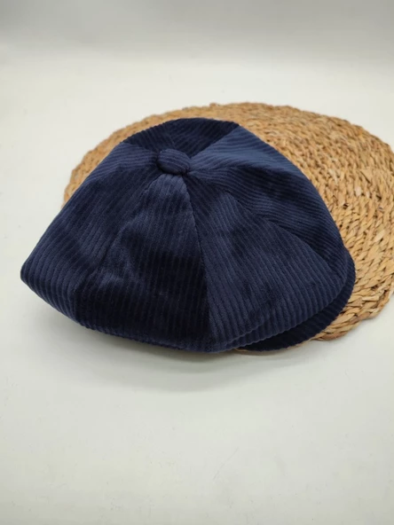 Kadife Kumaş Klasik Erkek Kasket Modern Tarz Lacivert Renk - 5