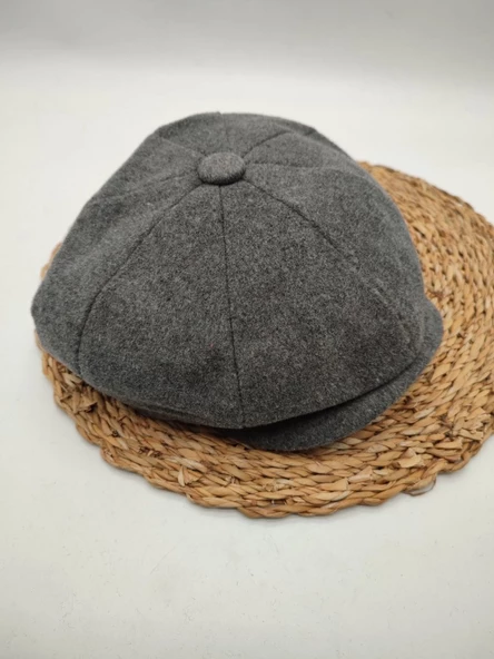 Erkek Klasik Kasket Sekiz Parça Gri Renk - 2