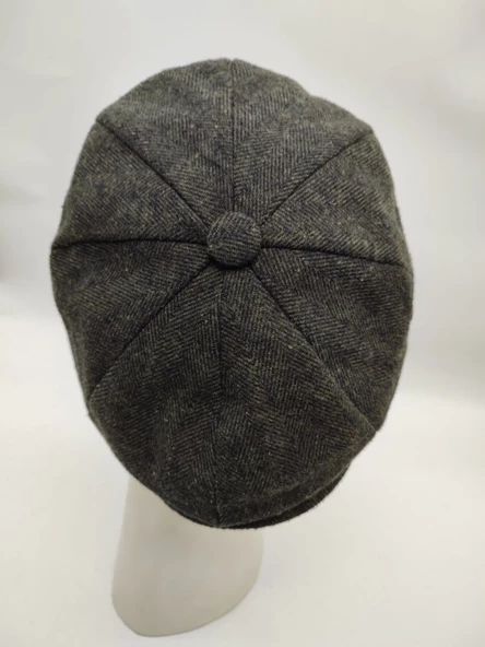 İnce Balık Sırtı Erkek Klasik Kasket Sekiz Parça Yeşil Renk - 4