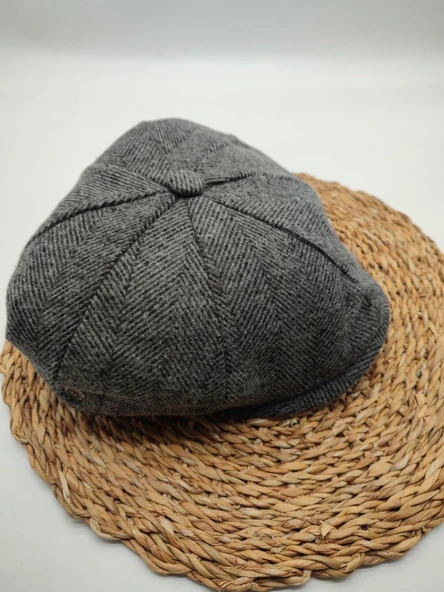 Balık Sırtı Erkek Klasik Kasket Sekiz Parça Füme Renk - 8