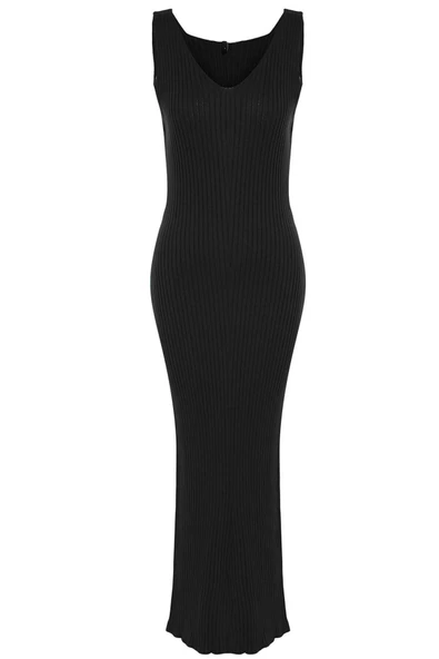 Moda Stil Regular Bisiklet Yaka Midi Boy Triko Kazak-Elbise Takım - 3