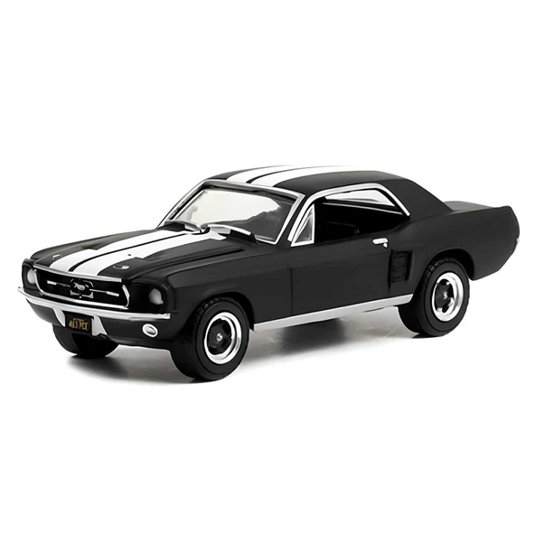 Greenlight 1:64 1967 Ford Mustang Coupe In Black With White Stripes