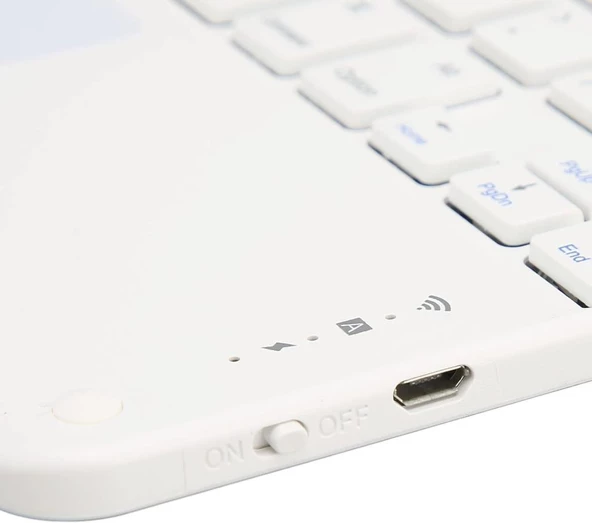Hometech Alfa 10 YC 10" Uyumlu Kablosuz Bluetooth Dahili Bataryalı Şarjlı TouchPad'li Klavye Mouse Seti - Beyaz - Resim 5