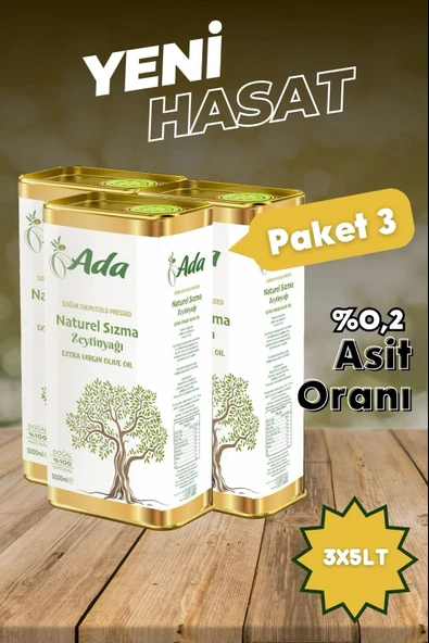 Ada Naturel Sızma Soğuk Sıkım Zeytinyağı (2.Sıkım)  3x5 Lt