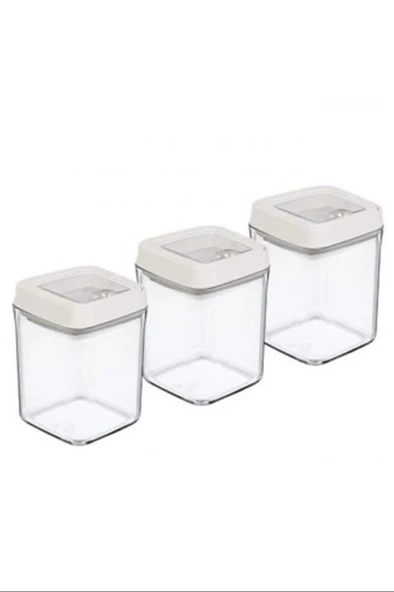 Vakumlu Erzak Kavanozu Kare 3lü Set Royaleks-OKY-234