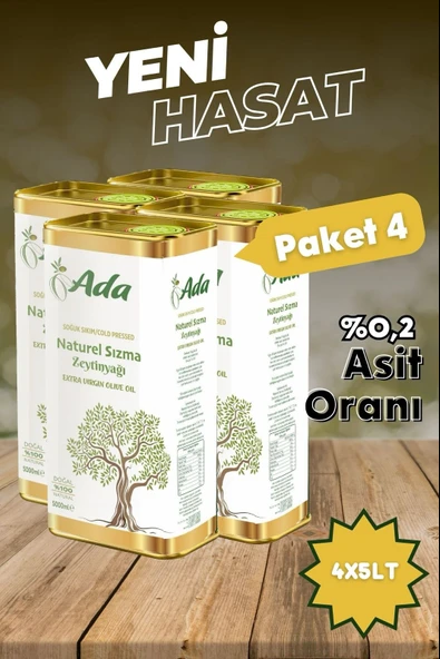 Ada Naturel Sızma Soğuk Sıkım Zeytinyağı (2.Sıkım)  4x5 Lt