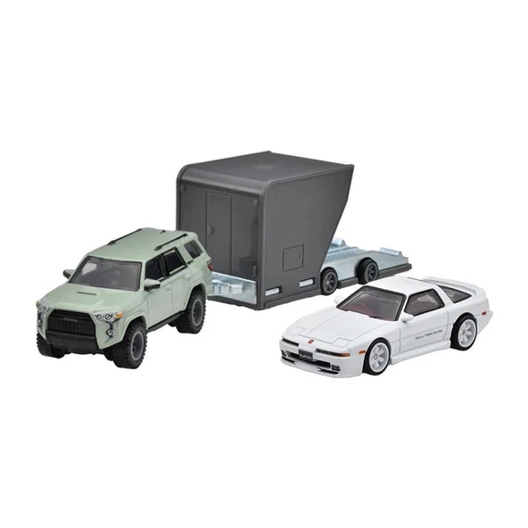 Hot Wheels Premium Team Transport 18 Toyota 4Runner &  Toyota Supra w/Open Trailer HRV37