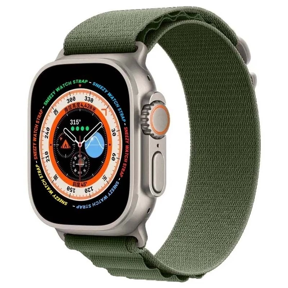 Apple Watch 49mm Ultra Seri Uyumlu Frost Alpine Loop Kordon  Haki