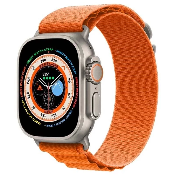 Apple Watch 49mm Ultra Seri Uyumlu Frost Alpine Loop Kordon  Turuncu