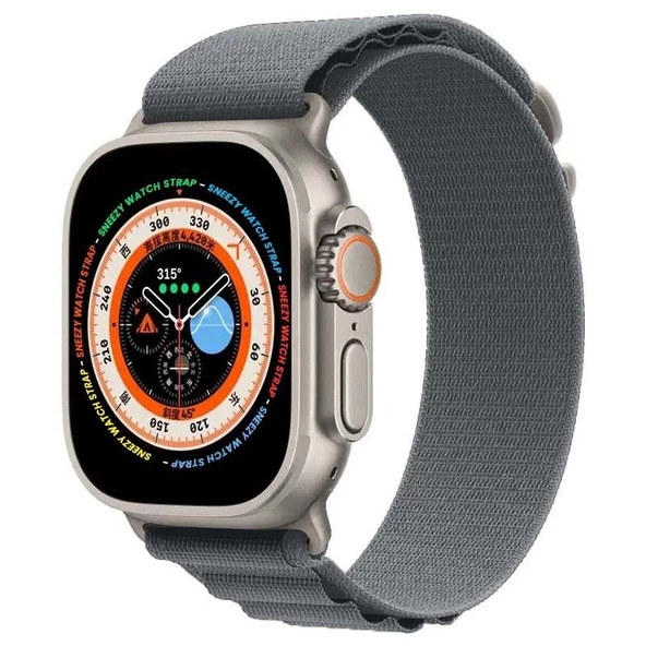 Apple Watch 49mm Ultra Seri Uyumlu Frost Alpine Loop Kordon  Gri