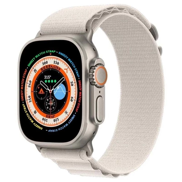 Apple Watch 49mm Ultra Seri Uyumlu Frost Alpine Loop Kordon  Starlight