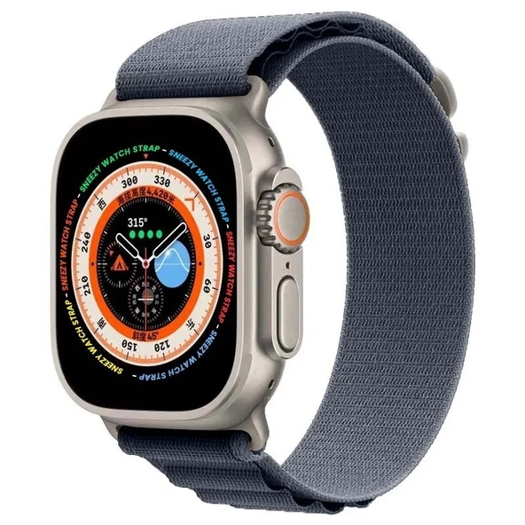 Apple Watch 49mm Ultra Seri Uyumlu Frost Alpine Loop Kordon  Koyu Gri