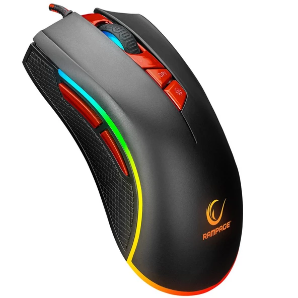 Rampage SMX-R9 PLUS Usb Siyah/Kırmızı 1000-4000dpi RGB Işıklı Makrolu Oyuncu Mouse