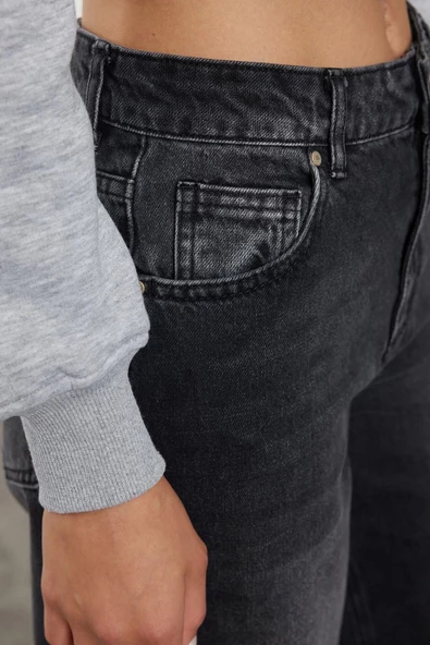 Stil Kadın Moda Denim Kot Pantolon Uzun Geniş Paça Yüksek Bel Ekstra Palazzo Jeans - 2