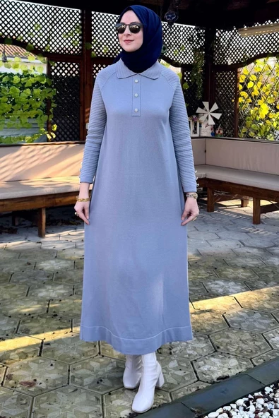 Ayla Triko Elbise Gri ürün görseli 1