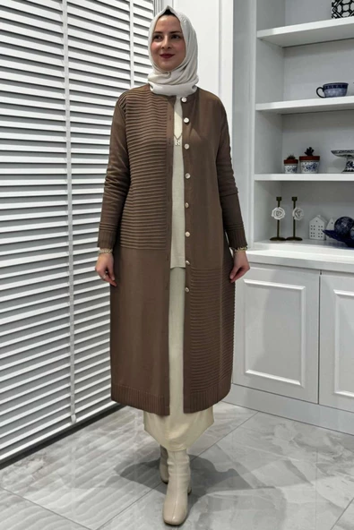 Manolya Sütlü Kahve Triko Hırka - 7