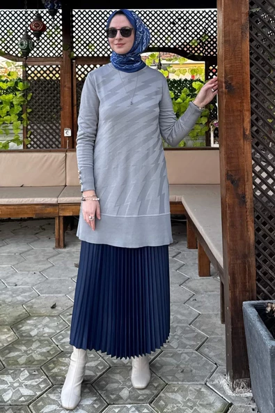 Bilge Triko Tunik Gri - 3