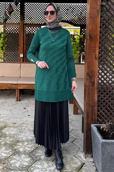 Bilge Triko Tunik Zümrüt ürün görseli 1