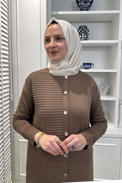 Manolya Sütlü Kahve Triko Hırka - 2