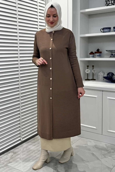 Manolya Sütlü Kahve Triko Hırka - 9