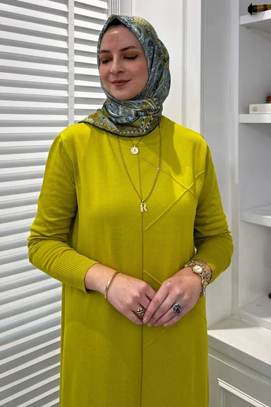 Armağan Triko Elbise Yağ Yeşili - 2