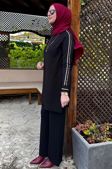 Yıldız Pantolonlu Triko Takım Siyah - 5