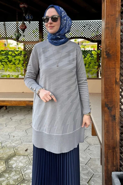 Bilge Triko Tunik Gri - 2