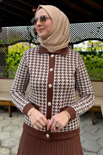 Kazayağı Triko Hırka Takım Kahve - 2