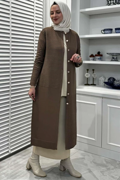 Manolya Sütlü Kahve Triko Hırka - 5