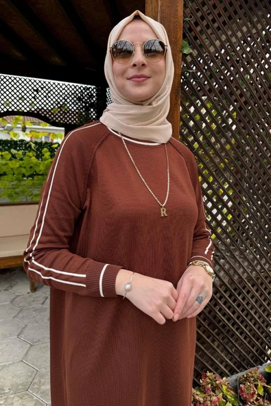 Yıldız Pantolonlu Triko Takım Kahve - 3