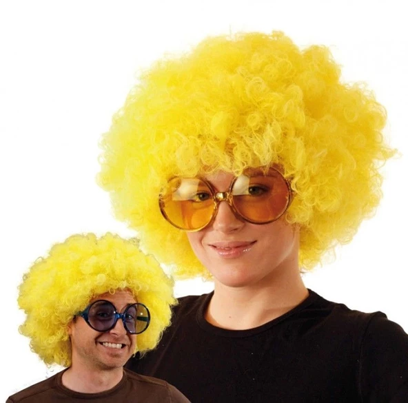 Sarı Renk Kıvırcık Afro Bonus Peruk - 3