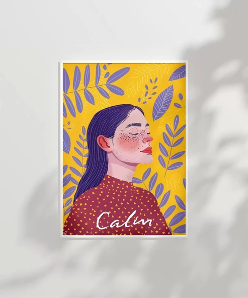 Çerçevesiz Poster Sarı Zeminli Meditasyon