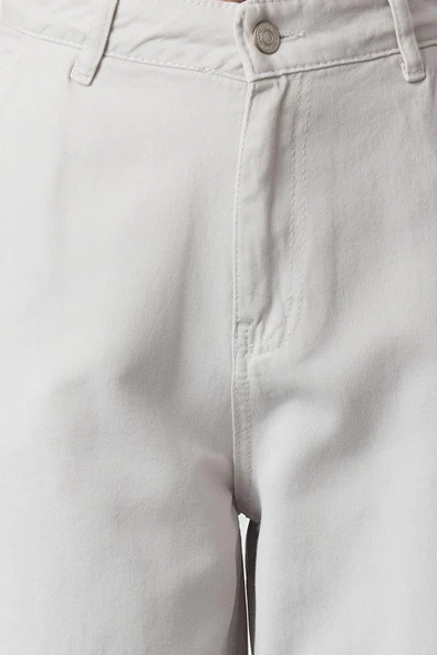 Stil Kadın Moda Denim Kot Pantolon Uzun Geniş Paça Taş Yüksek Bel Skater Jeans - 2