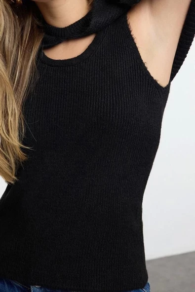 Stil Modern Kadın Regular Standart Kol Bisiklet Yaka Yumuşak Dokulu İkili Takım Bolerolu Triko Kazak - Resim 2