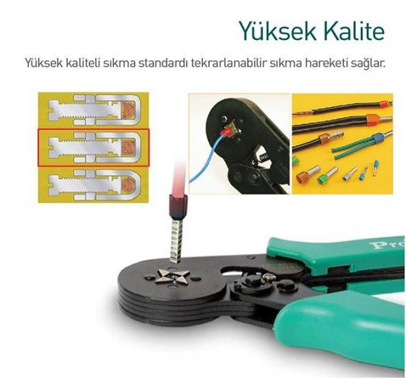 Proskit CP-462G Yüksük Sıkma Pensesi AWG 26-10 ( Kare Sıkar ) - 4