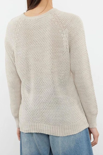 Stil Modern Kadın Regular Reglan Kol Bisiklet Yaka lu Dikişsiz Triko Kazak - 5
