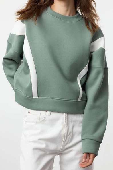 Tarz Regular Bisiklet Yaka Düşük Kol Regular Normal Kalıp Örme Sweatshirt